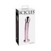 Pipedream Icicles No. 53 Curved Textured 7 in. Glass Dildo Pink--9